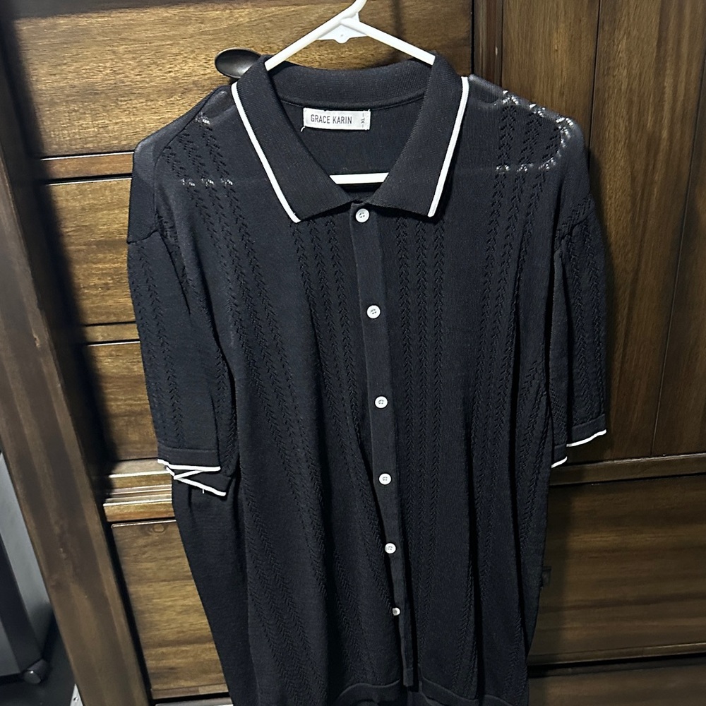 Grace Karin Black Button Down Shirt